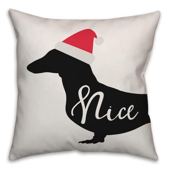 Naughty or Nice Dachshund Throw Pillow
